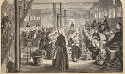 Arbeitsraum im Silent System im House of Correction, Tothill Fields, Illustration aus The Criminal Prisons of London and Scenes from Prison Life von Henry Mayhew und John Binny, veröffentlicht 1862 von English School