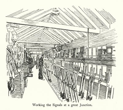 Arbeiten an den Signalen an einem großen Knotenpunkt (Lithographie) von English School