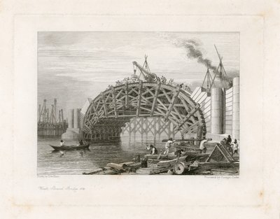 Bauarbeiten, Strand-Brücke (d.h. Waterloo-Brücke), London von English School
