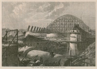 Arbeiten am Endbahnhof der Midland Railway an der Euston Road von English School