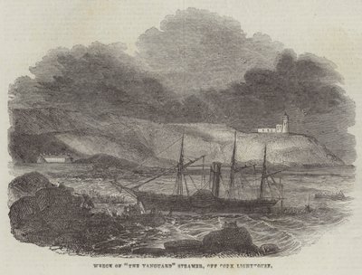 Wrack des Dampfers "The Vanguard" vor dem Leuchtturm von Cork von English School