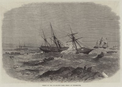 Schiffswrack des Dampfschiffs Earl Percy bei Tynemouth (Stich) von English School