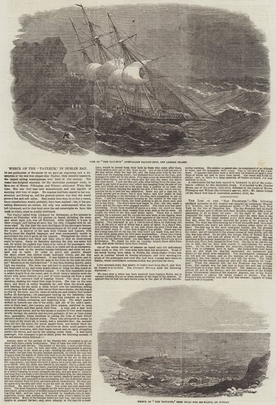Wrack der "Tayleur" in der Dublin Bay (Gravur) von English School