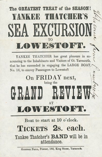 Yankee Thatchers Seeausflug nach Lowestoft (Druck) von English School