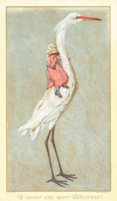 Junges Mädchen hält sich an Storch fest von English School