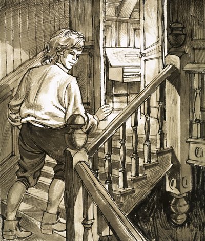 Der junge Händel schleicht sich auf den Dachboden, um Klavier zu spielen von English School