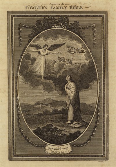 Sacharjas Vision, Sacharja, Kapitel 1, Vers 18 (Gravur) von English School
