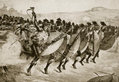 Zulus greifen am Kambula Hill an, 29. März 1879 von English School