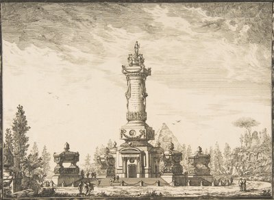 Perspektivische Erhebung einer Grabesäule für die Bestattung..., 1746-50 von Ennemond Alexandre Petitot