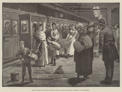 Hopfenpflücker starten vom Bahnhof London Bridge um Mitternacht von Enoch Ward