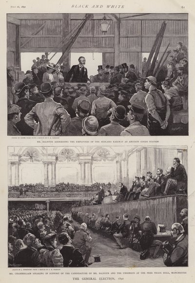 Szenen aus dem britischen Wahlkampf von 1892 (Lithografie) von Enoch Ward