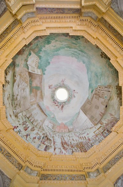 Gewölbe mit Vogelperspektive des Heiligtums von Enrico and Guidobono Bartolomeo Haffner
