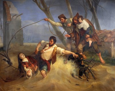 Familie vor der Überschwemmung des Serchio 1843 gerettet von Enrico Pollastrini