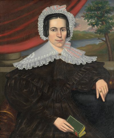 Frau mit einem grünen Buch Louisa Gallond Cook, 1838 von Erastus Salisbury Field