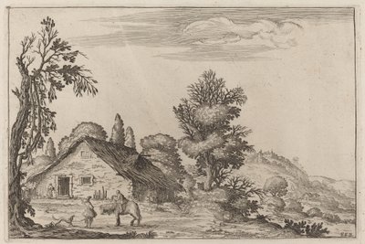 Landschaft mit einem Reisenden vor einem Cottage von Ercole Bazicaluva