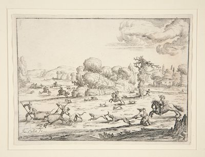 Jagdszene: In der Nähe des Tötens (nach einem Entwurf von Jacques Callot 1592-1635) von Ercole Bazzicaluva