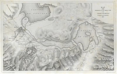 Karte der Operationen der amerikanischen Armee im Tal von Mexiko im August und September 1847 während des Mexikanisch-Amerikanischen Krieges von Erhard Schieble