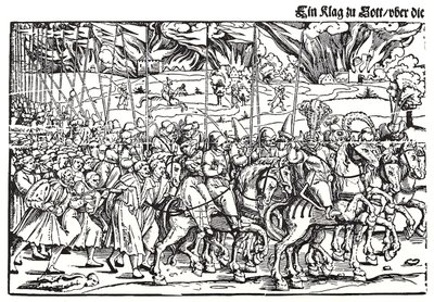 Fragment eines Flugblatts über die türkische Invasion in Ungarn von Erhard Schon