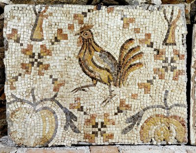 Eine Ente, Detail vom Bodenmosaik des Bades in Tiberias von Erich Lessing