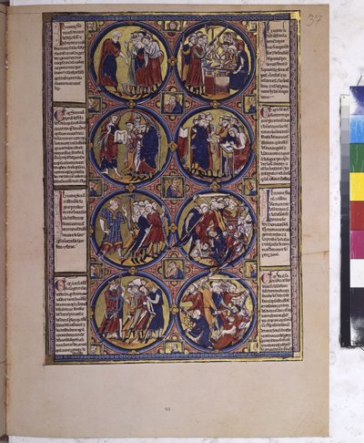 Vollseite: Acht Medaillons mit Miniaturen und Text von Erich Lessing