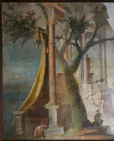 Landschaft mit heiligem Tor und Velum aus dem Ekklesiasterion, dem Isis-Tempel in Pompeji von Erich Lessing