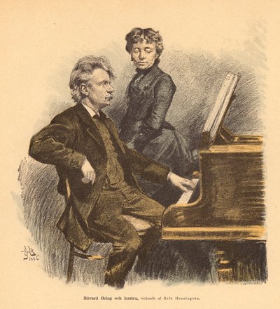 Norwegischer Komponist Edvard Grieg und seine Frau von Erik Henningsen