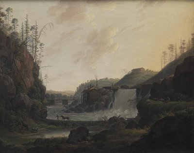 Flusslandschaft mit einem Wasserfall bei Bogstad in Norwegen von Erik Pauelsen