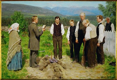 Das Begräbnis, 1885 von Erik Theodor Werenskiold