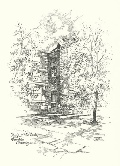 Altes London: Rückseite des Cock und Temple Kirchhofs von Ernest (after) Coffin