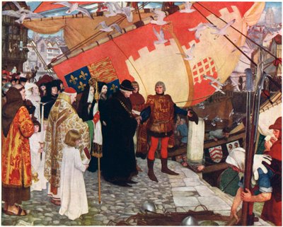 Die Abreise von John und Sebastian Cabot aus Bristol im Jahr 1497, ca. 1900-1930 von Ernest Board