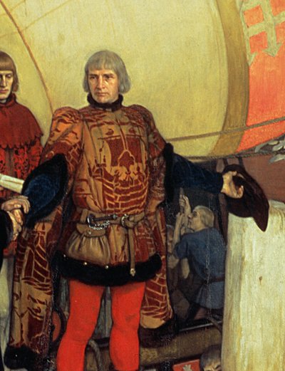 Die Abreise von John und Sebastian Cabot aus Bristol zu ihrer ersten Entdeckungsreise im Jahr 1497 von Ernest Board