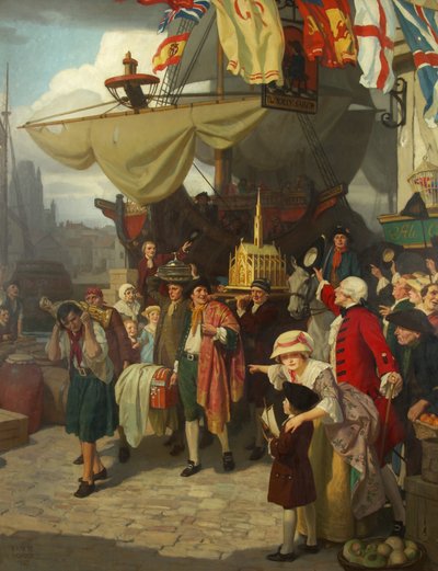 Das Entladen von zwei erbeuteten spanischen Schatzschiffen in Bristol im September 1745 von Ernest Board