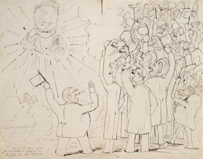 Die Feier für den alten Hugo, Karikatur von Victor Hugo (1802-85) aus einem Brief an Paul Verlaine, ca. 1880 von Ernest Delahaye