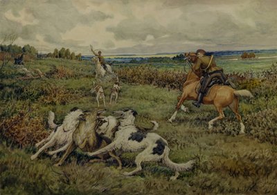 Jagd mit Borzois, 1937 von Ernest Ernestovich Lissner