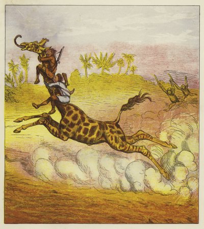 Die kühnen Brüder entkommen den Gorillas, indem sie auf einer Giraffe reiten von Ernest Henry Griset