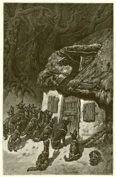 Die Wölfe und der kranke Esel von Ernest Henry Griset