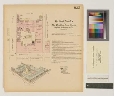 Plan für Reading Iron Works, Scott Foundry, Pennsylvania, September 1875 von Ernest Hexamer