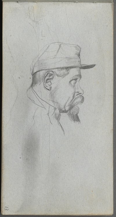 Skizzenbuch, Seite 13: Büste eines Mannes im Profil von Ernest Meissonier