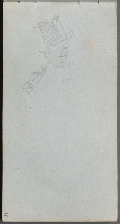 Skizzenbuch, Seite 17: Büste eines Mannes mit Zylinder von Ernest Meissonier
