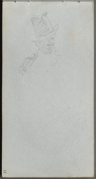 Skizzenbuch, Seite 17: Büste eines Mannes mit Zylinder von Jean Louis Ernest Meissonier