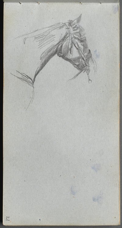 Skizzenbuch, Seite 21: Studie eines Pferdes von Ernest Meissonier