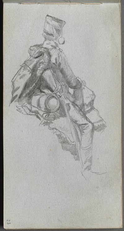 Skizzenbuch, Seite 23: Sitzender Soldat von Jean Louis Ernest Meissonier