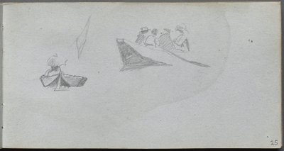 Skizzenbuch, Seite 25: Studien von Figuren in Booten von Ernest Meissonier