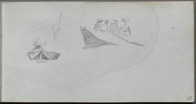 Skizzenbuch, Seite 25: Studien von Figuren in Booten von Jean Louis Ernest Meissonier