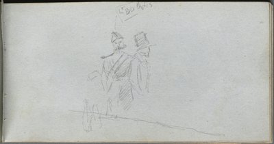 Skizzenbuch, Seite 38: Studie eines Soldaten und einer Figur mit Zylinder von Jean Louis Ernest Meissonier