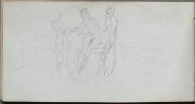 Skizzenbuch, Seite 42: Drei Figuren von Jean Louis Ernest Meissonier