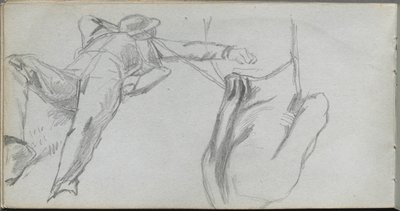 Skizzenbuch, Seite 58: Liegende Figur und Figur von hinten von Ernest Meissonier