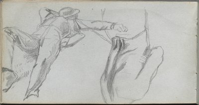 Skizzenbuch, Seite 58: Liegende Figur und Figur von hinten von Jean Louis Ernest Meissonier