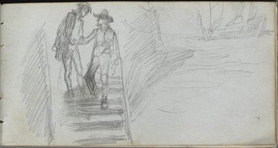 Skizzenbuch, Seite 64: Figuren auf einer Treppe von Ernest Meissonier