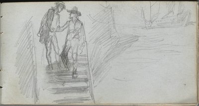 Skizzenbuch, Seite 64: Figuren auf einer Treppe von Jean Louis Ernest Meissonier
